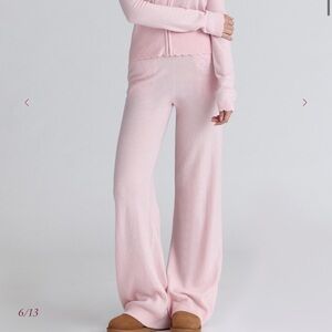 Soft Pink Wide Leg Knit Pants and sweater